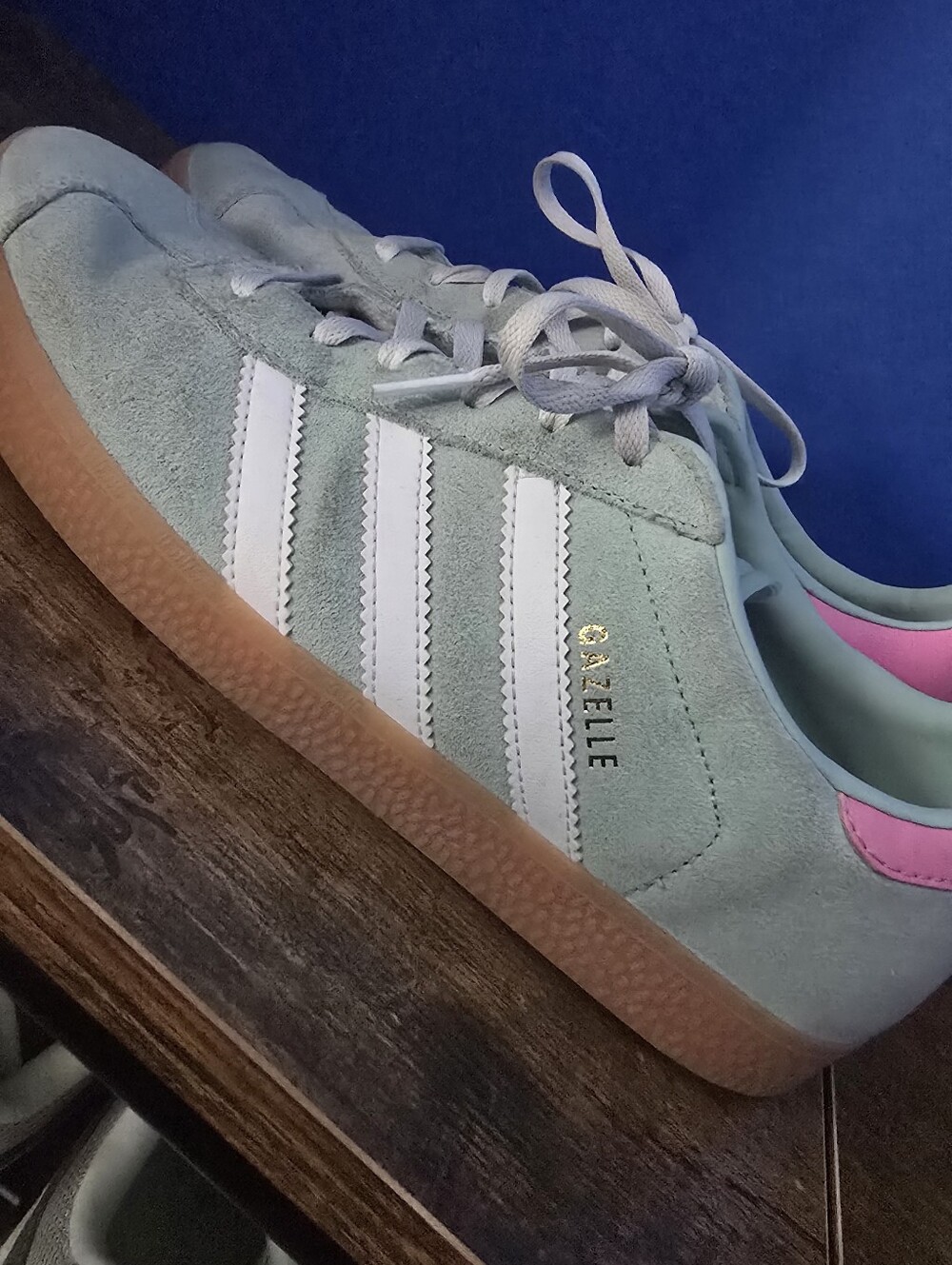 adidas Mint Suede Sneakers with Pink Heel Tab